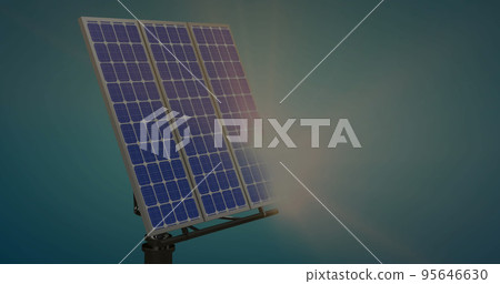 Image of data processing over solar panels Image of data processing over solar panels 95646630