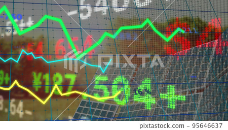Image of data processing over solar panels Image of data processing over solar panels 95646637