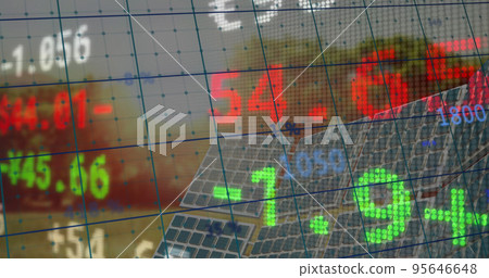 Image of data processing over solar panels Image of data processing over solar panels 95646648