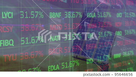 Image of data processing over solar panels Image of data processing over solar panels 95646656