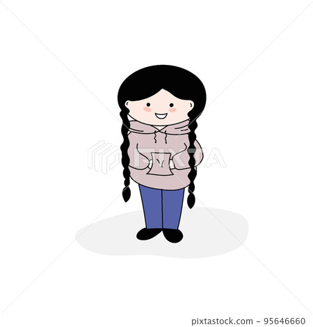 cute girl with long pigtails, vector illustration cute girl with long pigtails, vector illustration 95646660