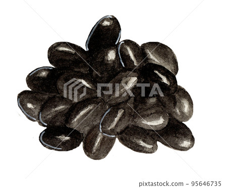 hand drawn watercolor black bean stew illustration hand drawn watercolor black bean stew illustration 95646735