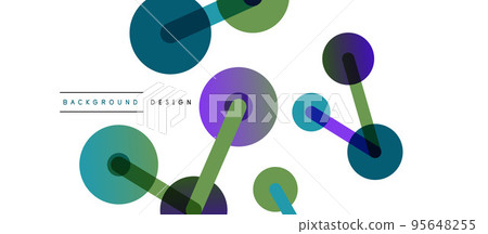 Abstract background. Round dots connected by lines. Trendy techno business template for wallpaper, banner, background or landing 95648255