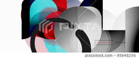 Round triangle shapes lines and circles. Geometric vector illustration for wallpaper banner background or landing page 95648256