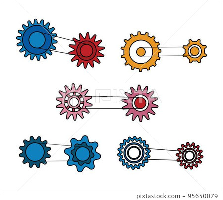 Collection of Colorful Two Gear Vector Collection of Colorful Two Gear Vector 95650079