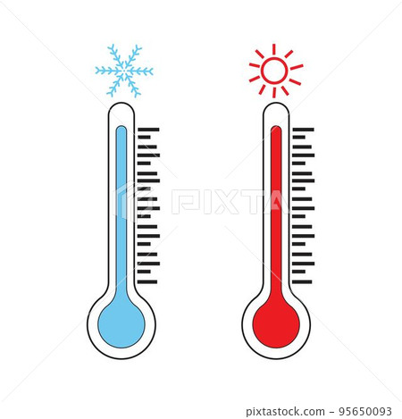 Vector of Thermometer Cool and Hot Weather White Background  95650093