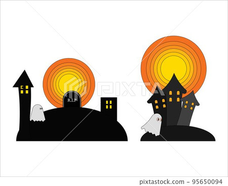 Two Scandinavian Halloween Dark Scary Vector  95650094