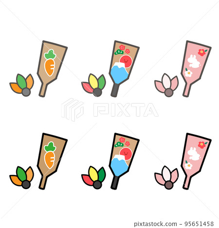 新年賀卡材料手寫battledore 集矢量圖 95651458