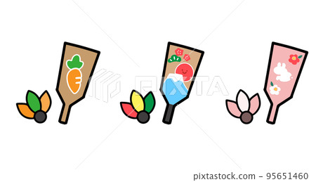 新年賀卡材料手寫battledore矢量圖 95651460