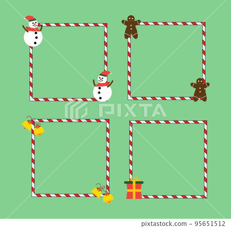 Collection of Christmas Ornament on Frame Border Vector  95651512