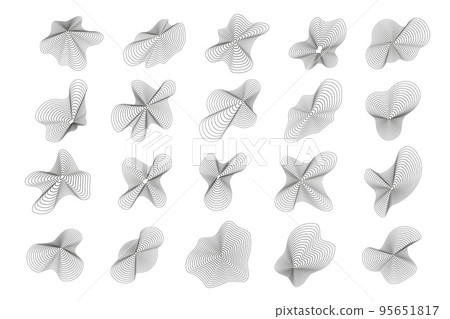 Abstract topography circles. Organic texture shapes. Vector outline illustrations set. Abstract topography circles. Organic texture shapes. Vector outline illustrations set. 95651817