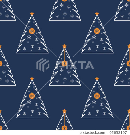 Seamless pattern with decorated Christmas tree. Festive flat style design for packaging and print. Vector Seamless pattern with decorated Christmas tree. Festive flat style design for packaging and print. Vector 95652197
