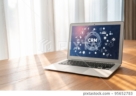 Customer relationship management system on modish computer for CRM business 95652783