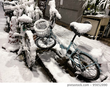 snow on bicycle snow on bicycle 95652890