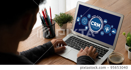 Customer relationship management system on modish computer for CRM business Customer relationship management system on modish computer for CRM business 95653040