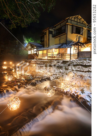 熊本縣南小國町黑川溫泉熱水燈[一月冬雪] 95653282