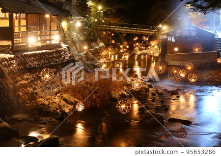 熊本縣南小國町黑川溫泉熱水燈[一月冬雪] 95653286