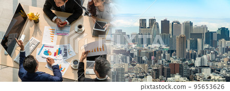 Business people group meeting shot from top widen view 95653626