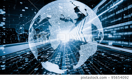 Futuristic global network and tacit digital data transfer 3D graphic Futuristic global network and tacit digital data transfer 3D graphic 95654092