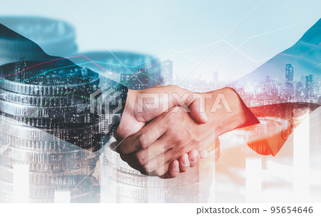 Business handshake on finance prosperity and money technology asset background Business handshake on finance prosperity and money technology asset background 95654646