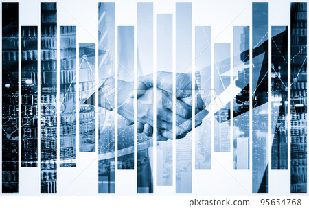 Business handshake on finance prosperity and money technology asset background 95654768