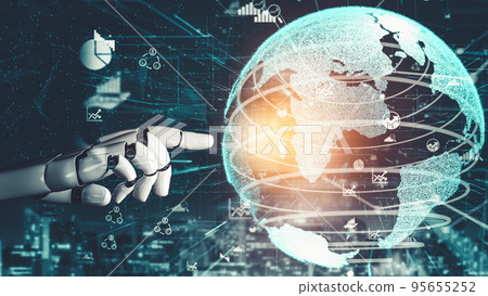 Futuristic robot artificial intelligence revolutionary AI technology concept 95655252