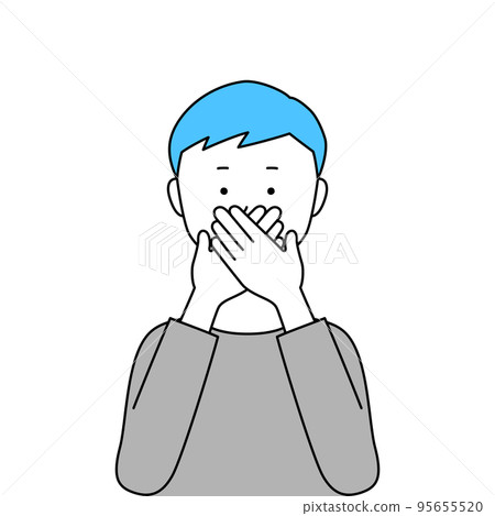 一個男人用雙手摀住嘴的插圖,我不得不說(白色背景,矢量,剪報) 一個男人用雙手摀住嘴的插圖,我不得不說(白色背景,矢量,剪報) 95655520