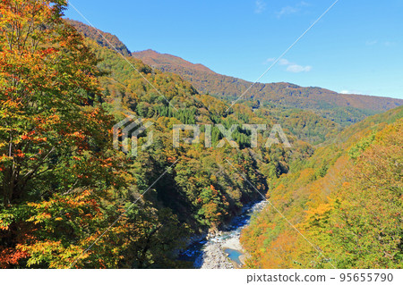 俯瞰東秋山林道的錦州秋山鄉中津川溪谷 95655790