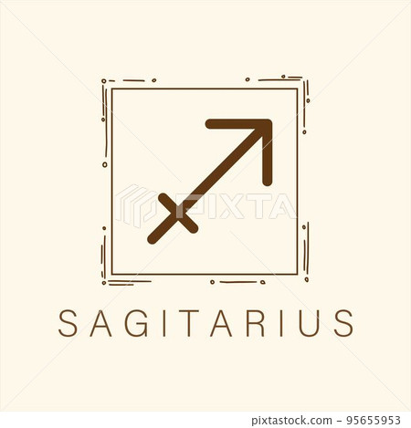 Icon Sagittarius Symbol on Doodle Frame Square Vector Icon Sagittarius Symbol on Doodle Frame Square Vector 95655953