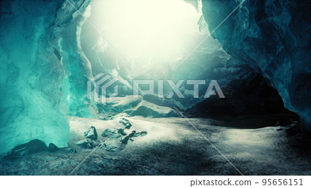 Blue crystal ice cave beneath the glacier in Iceland Blue crystal ice cave beneath the glacier in Iceland 95656151
