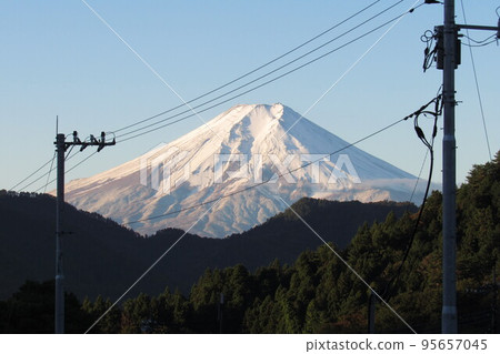 Mount Fuji and telephone pole Mount Fuji and telephone pole 95657045