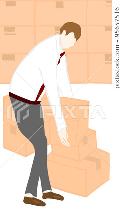 Background illustration of a woman carrying luggage and cardboard 95657516