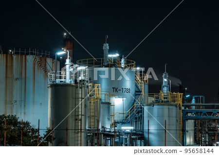 "Kanagawa Prefecture" factory night view, Kawasaki "Kanagawa Prefecture" factory night view, Kawasaki 95658144