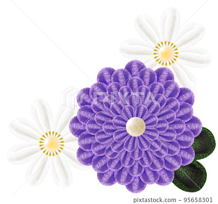 Decorative graphic of flowers made with Tsumami-zaiku Decorative graphic of flowers made with Tsumami-zaiku 95658301