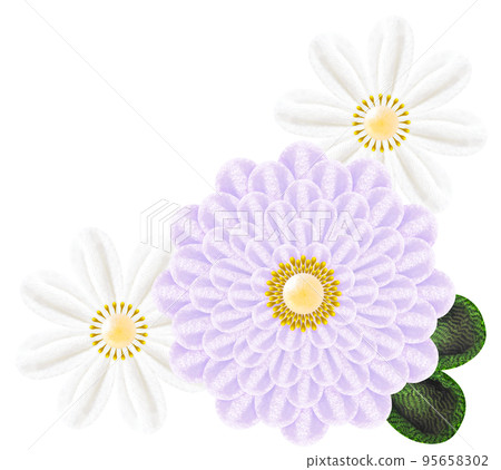 Decorative graphic of flowers made with Tsumami-zaiku Decorative graphic of flowers made with Tsumami-zaiku 95658302
