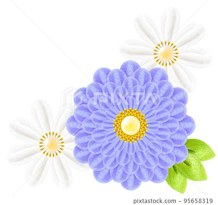 Decorative graphic of flowers made with Tsumami-zaiku 95658319