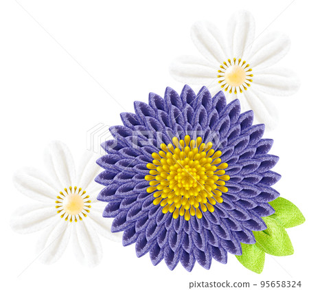 Decorative graphic of flowers made with Tsumami-zaiku Decorative graphic of flowers made with Tsumami-zaiku 95658324