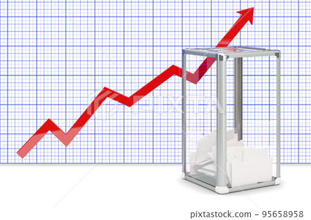 Ballot box with growing chart. 3D rendering Ballot box with growing chart. 3D rendering 95658958