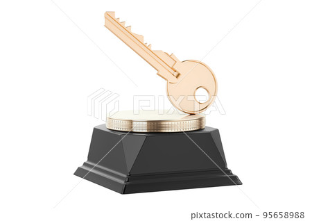 Key golden award concept. 3D rendering Key golden award concept. 3D rendering 95658988