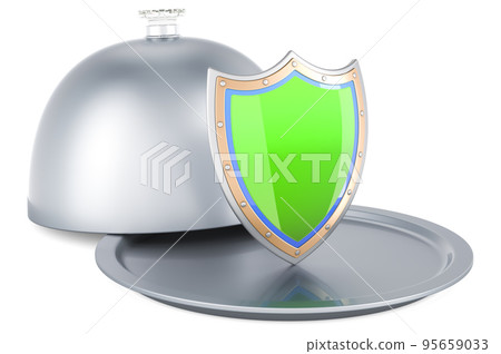 Restaurant cloche with shield, 3D rendering Restaurant cloche with shield, 3D rendering 95659033