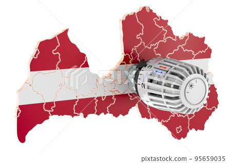 Saving heating consumption in Latvia, 3D rendering Saving heating consumption in Latvia, 3D rendering 95659035