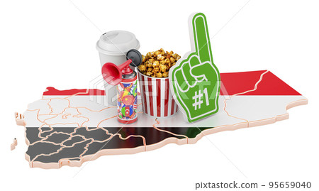 Sport fans in Yemen concept, 3D rendering 95659040