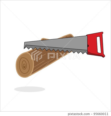 Saw Cutting Wooden on a White Background Vector Saw Cutting Wooden on a White Background Vector 95660011