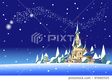 A castle in a magical country on a snowy night A castle in a magical country on a snowy night 95660505