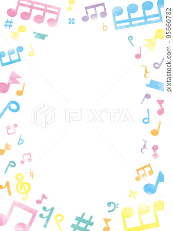 Frame vertical of colorful notes, rests and symbols 95660782