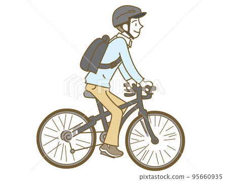 戴頭盔騎自行車的年輕人 戴頭盔騎自行車的年輕人 95660935
