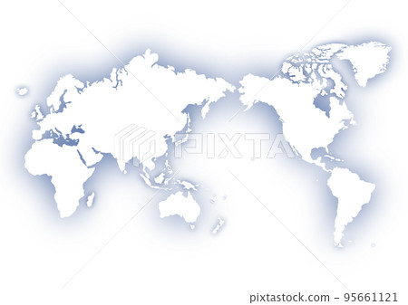 World map (centered on Japan) illustration: blue blur 95661121