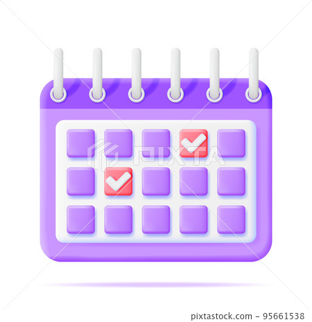 3D Paper Spiral Wall Calendar Isolated 95661538