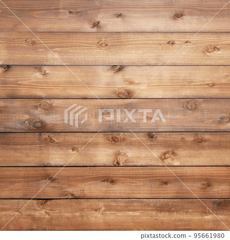 Square background image lined with reddish-brown boards with wood grain and knots 95661980
