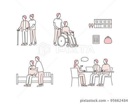 Various care and medical welfare scene sets 95662484